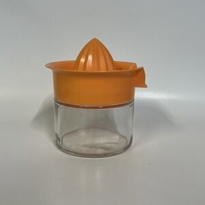Vintage Gemco Juice Juicer Orange Lemon Citrus Reamer Squeezer Jar Glass Orange